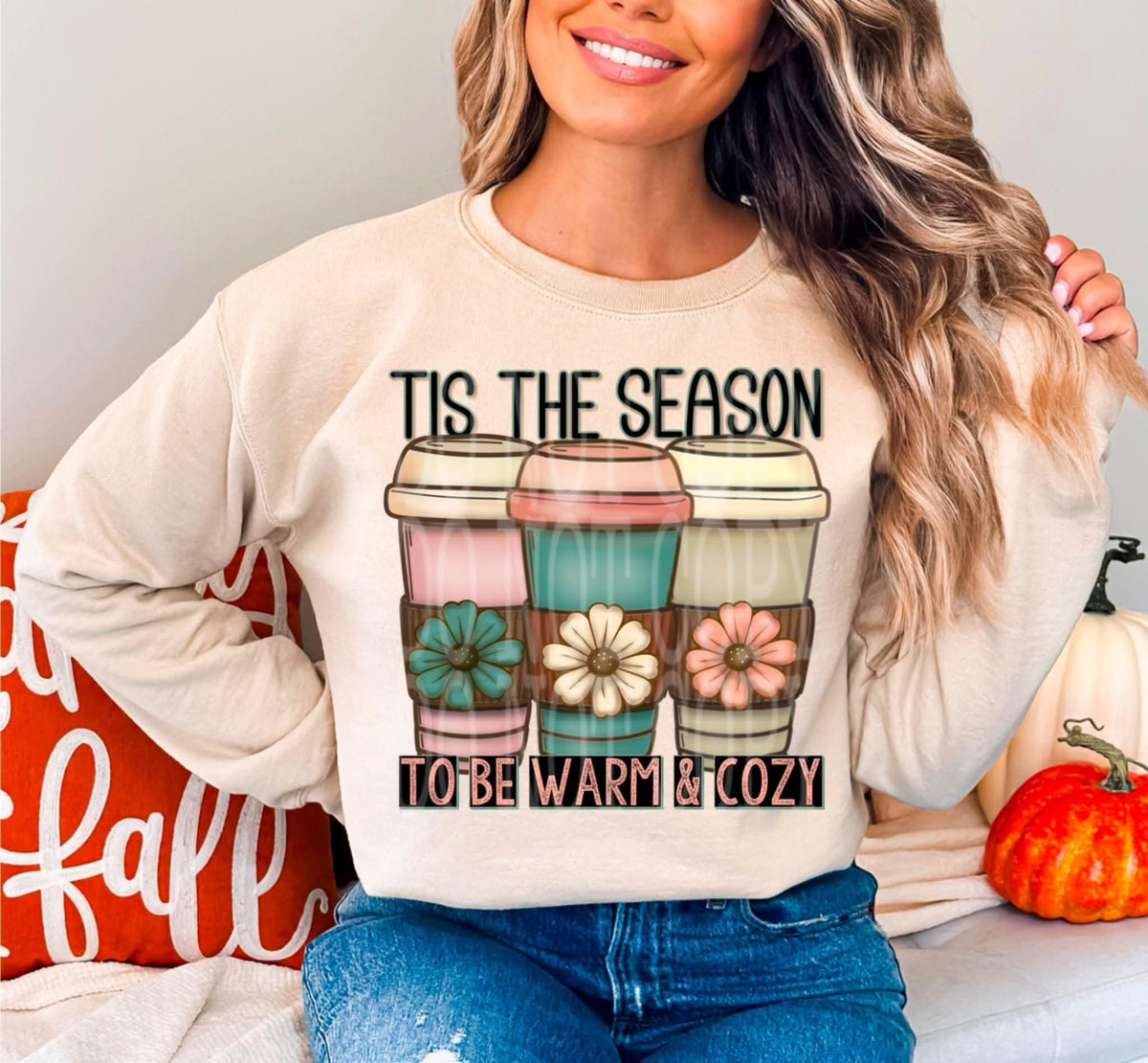 Warm and Cozy Flower Coffees DD DTF transfer