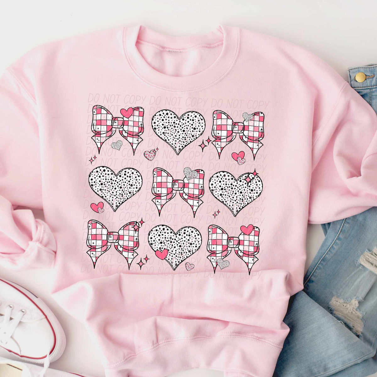 Checkered bow and heart collage (CITY) 75759 DTF transfer