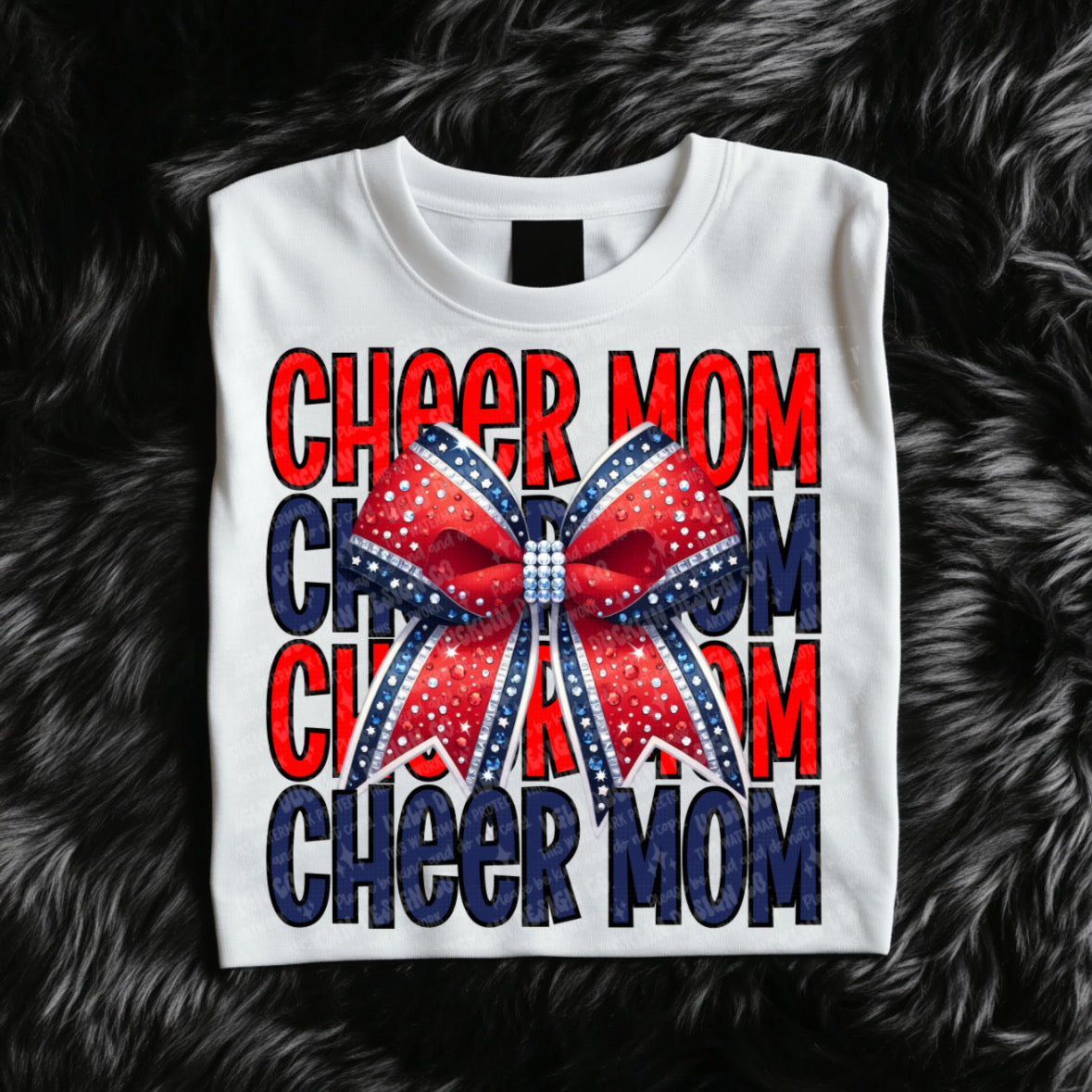 Cheer Mom red and blue bow (UDD) 68717 dtf transfer