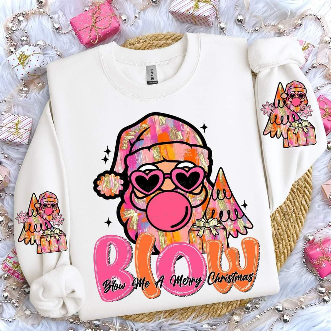 Blow me a merry Christmas light Santa FRONT ONLY (VIRGO) 65795 DTF transfer