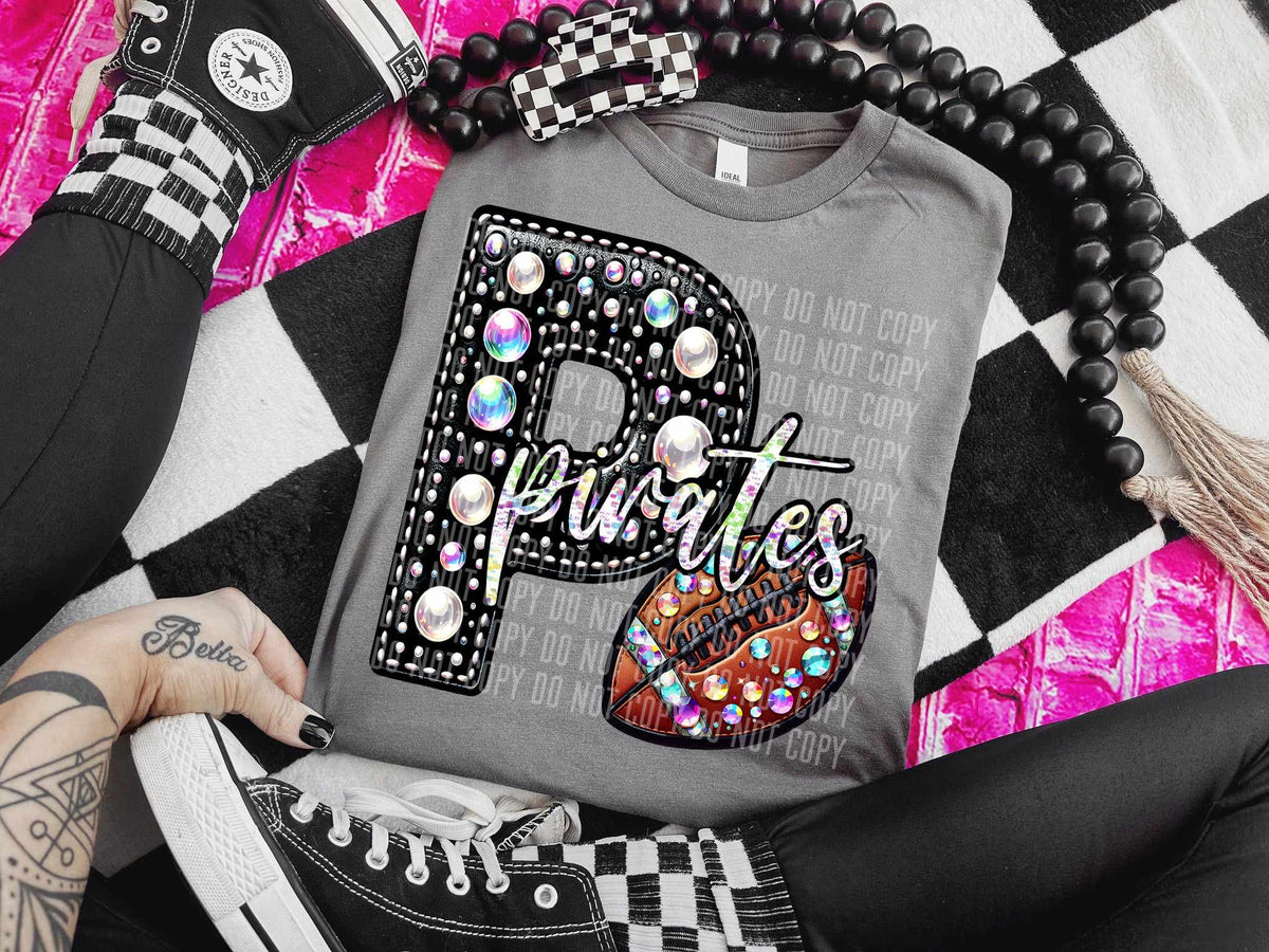 P pirates leather rhinestone (caplinger) 52965 DTF transfer