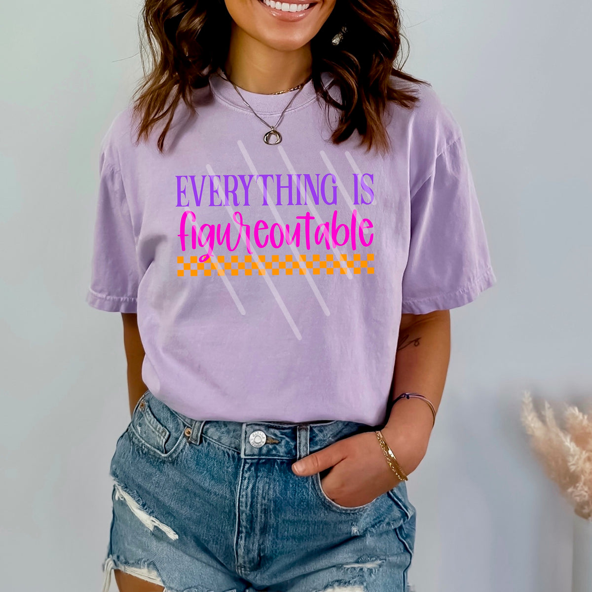 Everything is figureoutable orange checker scarlow 110306 DTF transfer