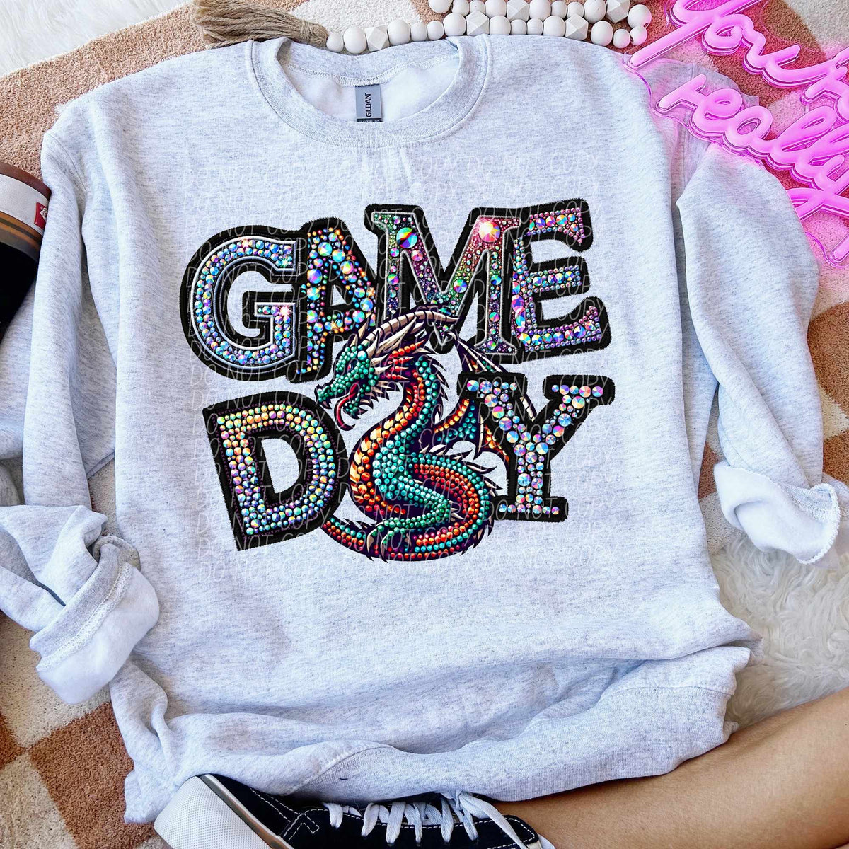 Game day dragons rhinestone colored mascot (CITY) 44388 DTF transfer