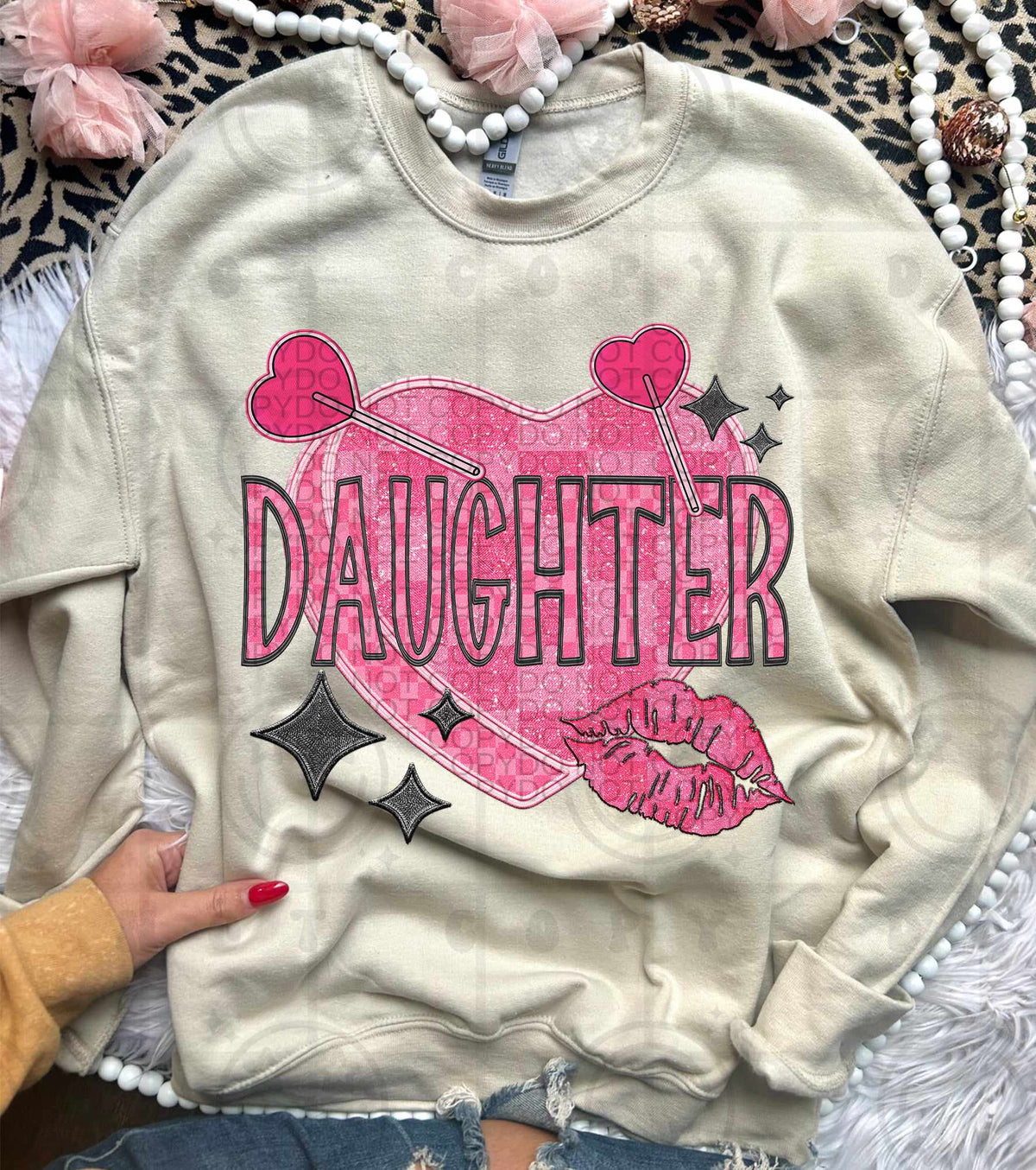 Daughter pink heart with suckers (HW) 75590 DTF transfer