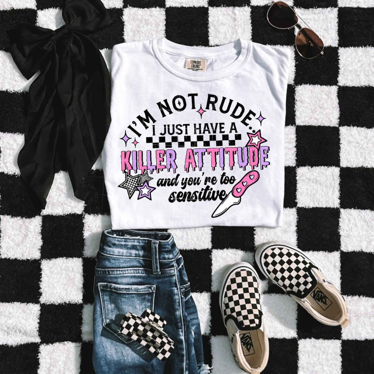 I’m not rude I just have a killer attitude BLACK (CSC) 97253 DTF transfer