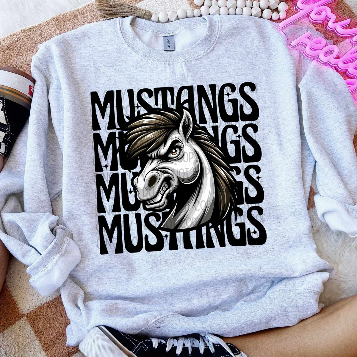 Mustangs stacked Winking Mascot SWD 49044 DTF transfer