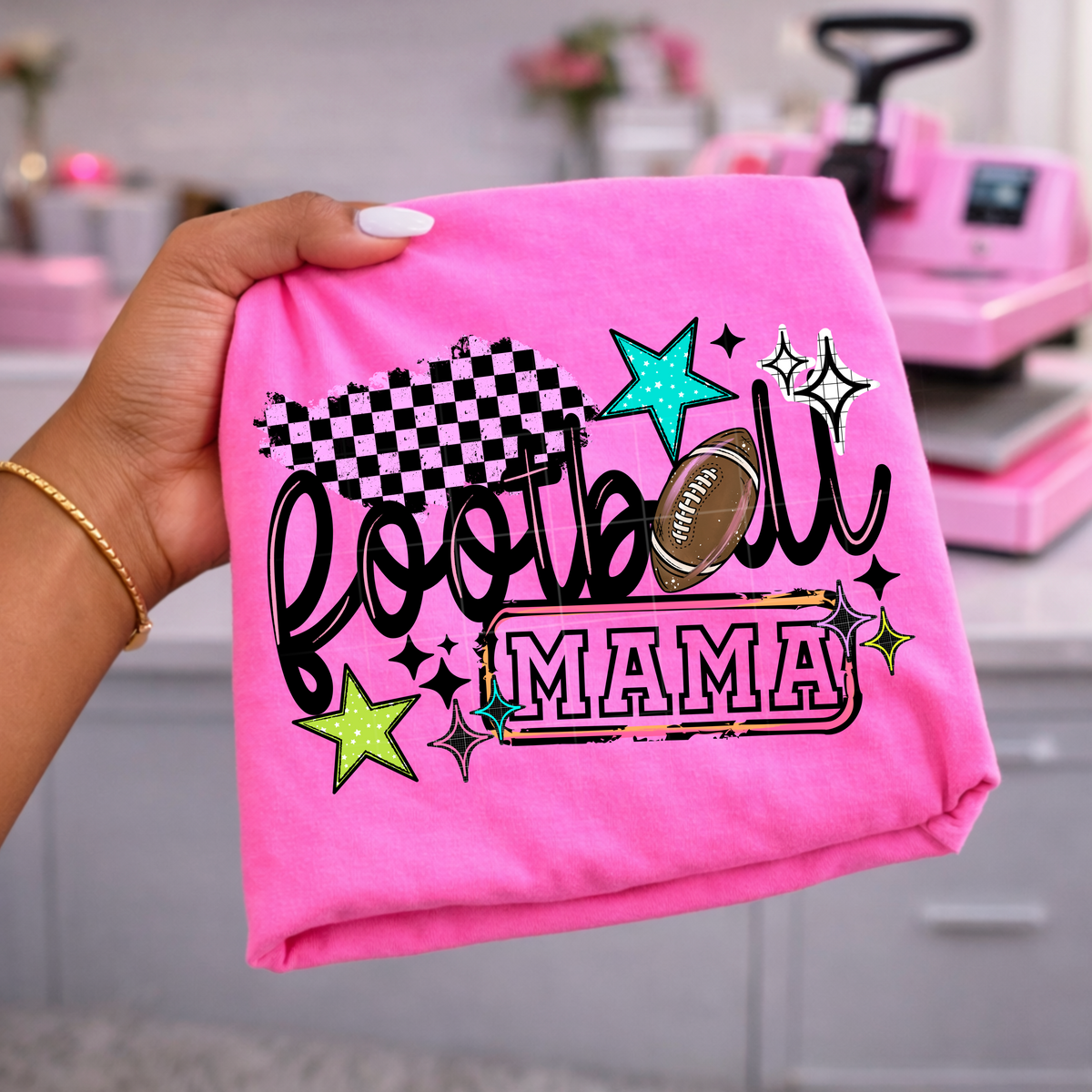 Football mama colorful with stars (CSC) DTF Transfer