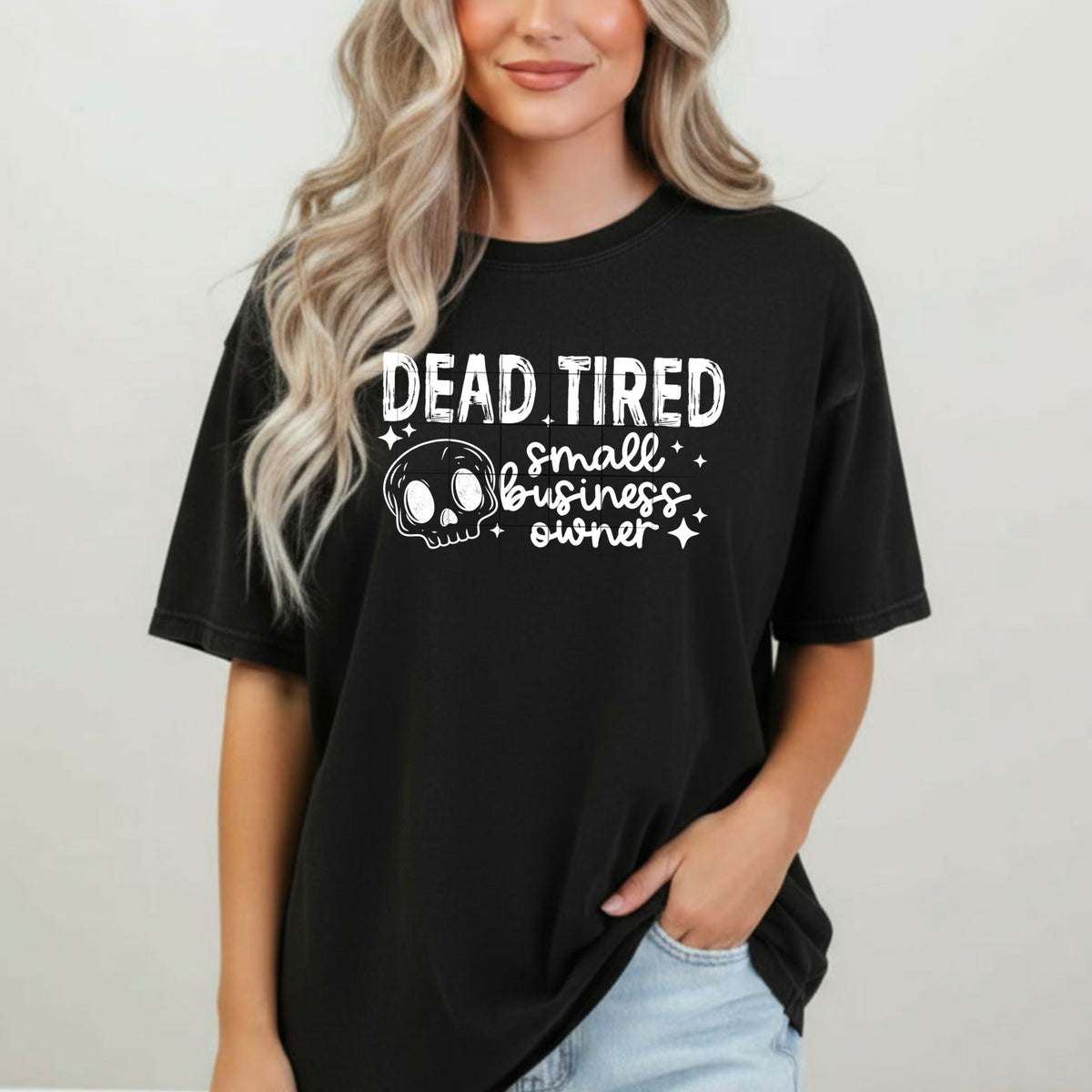 Dead tired small business owner WHITE (CSC) DTF Transfer