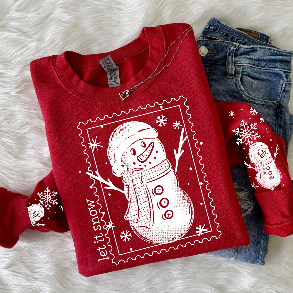 Let it snow snowman stamp (front only) (csc) DTF Transfer