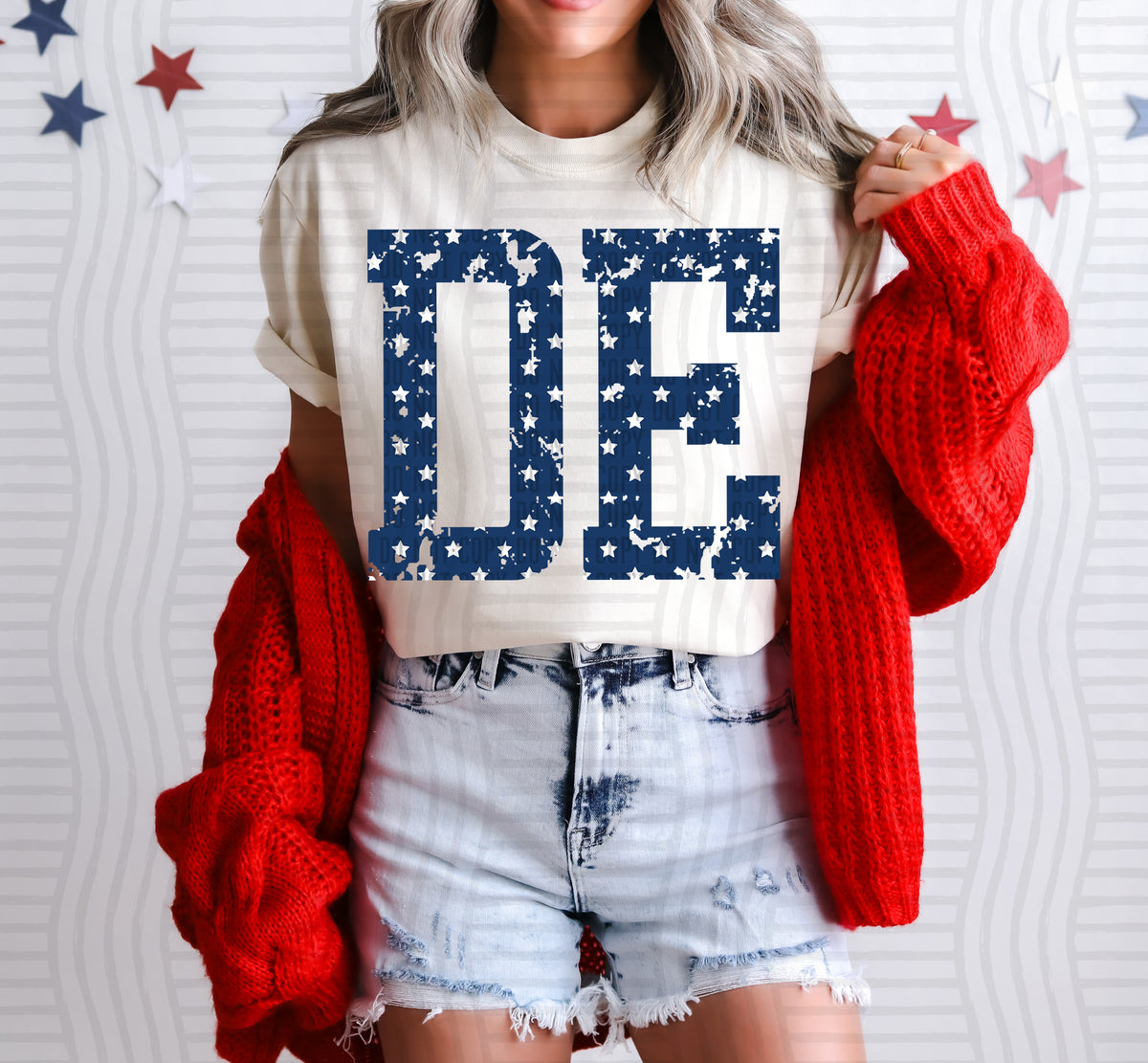 DE white stars (Caplinger) dtf transfer