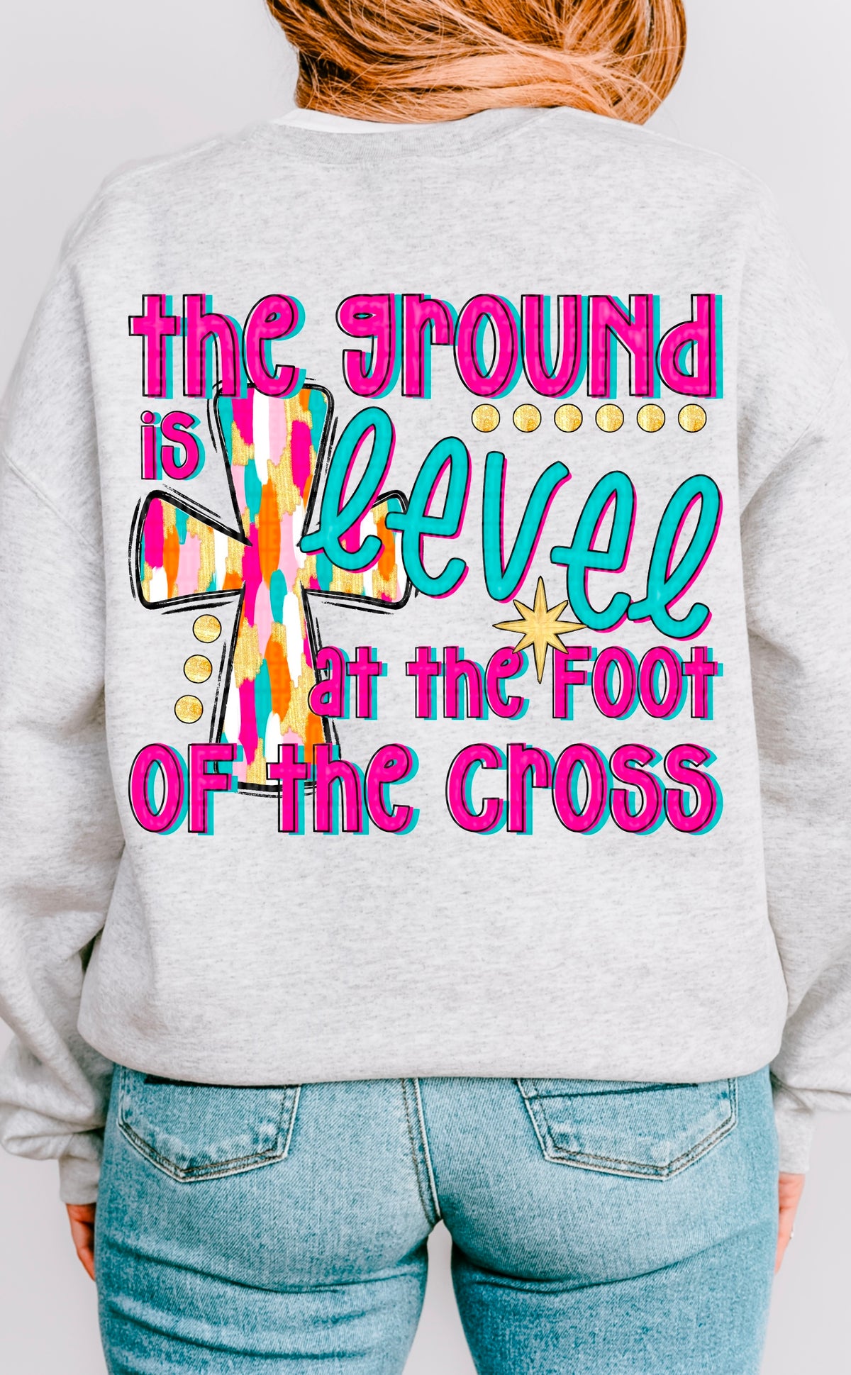 The ground is level at the foot of the cross 91684 DTF transfer