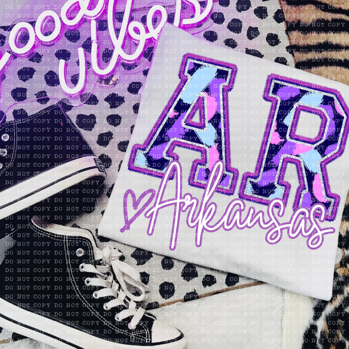 AR Arkansas purple brushstrokes (ECHT) 94044 DTF transfer