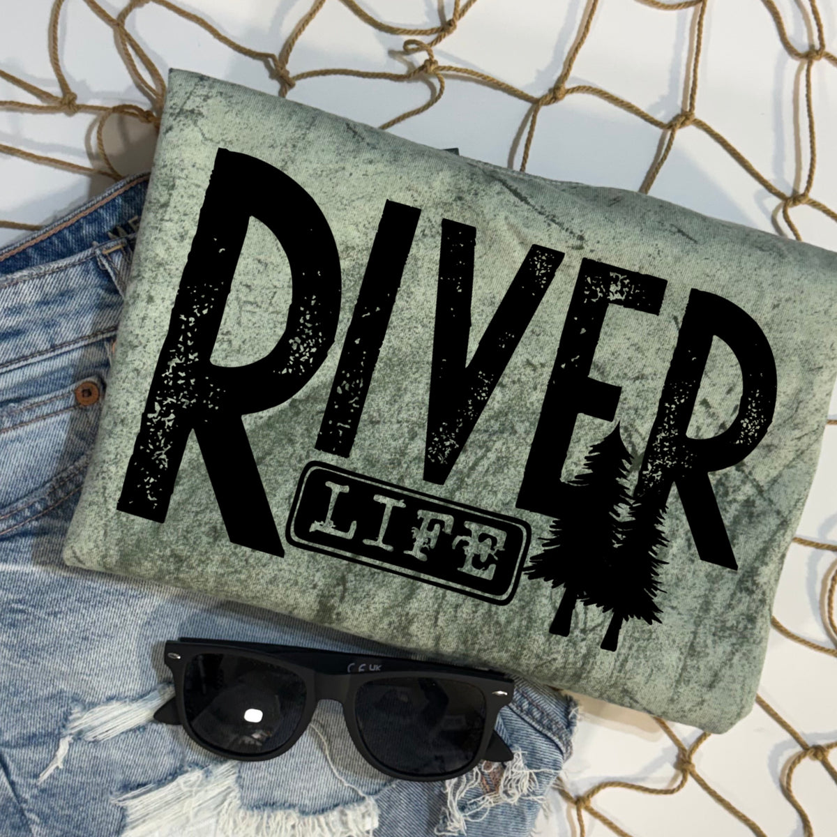 River life single color black (CSC) DTF Transfer
