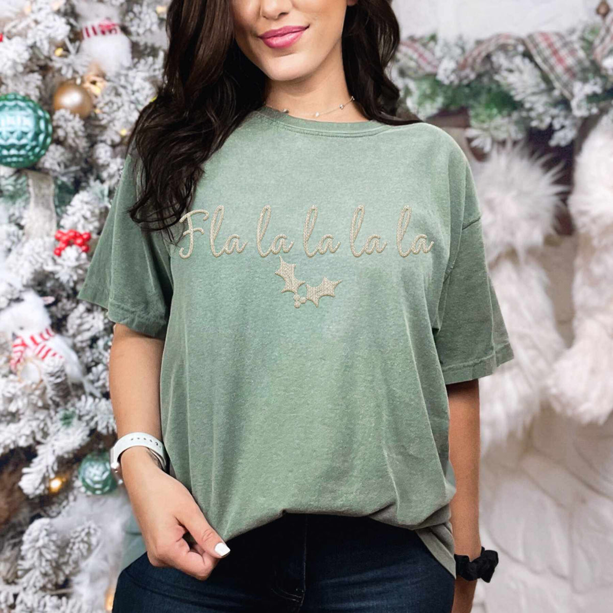 Fla La La La ivory embroidery (HW) 67101 DTF transfer