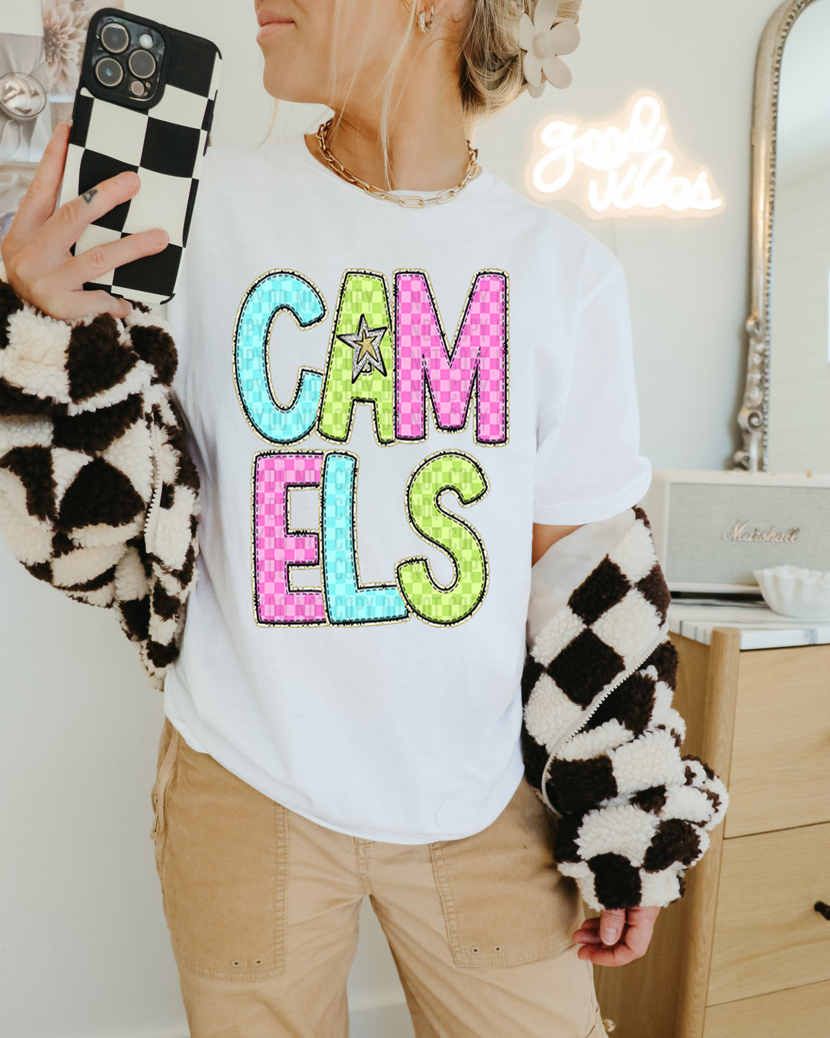 Camels Colorful Checkered (caplinger) DTF transfer