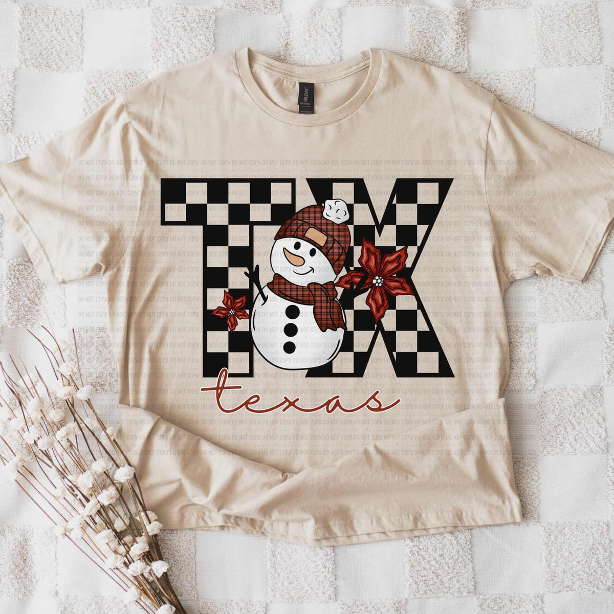 Texas snowman checker (REVEL) DTF Transfer