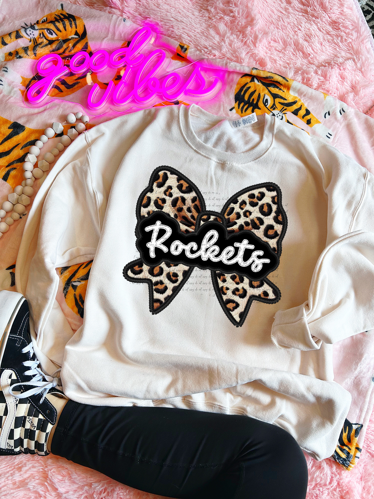 Rockets Faux Embroidery Bow 30499 DTF transfer