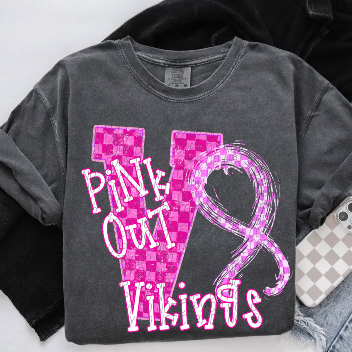 Vikings Pink Out Varsity (city) DTF Transfer