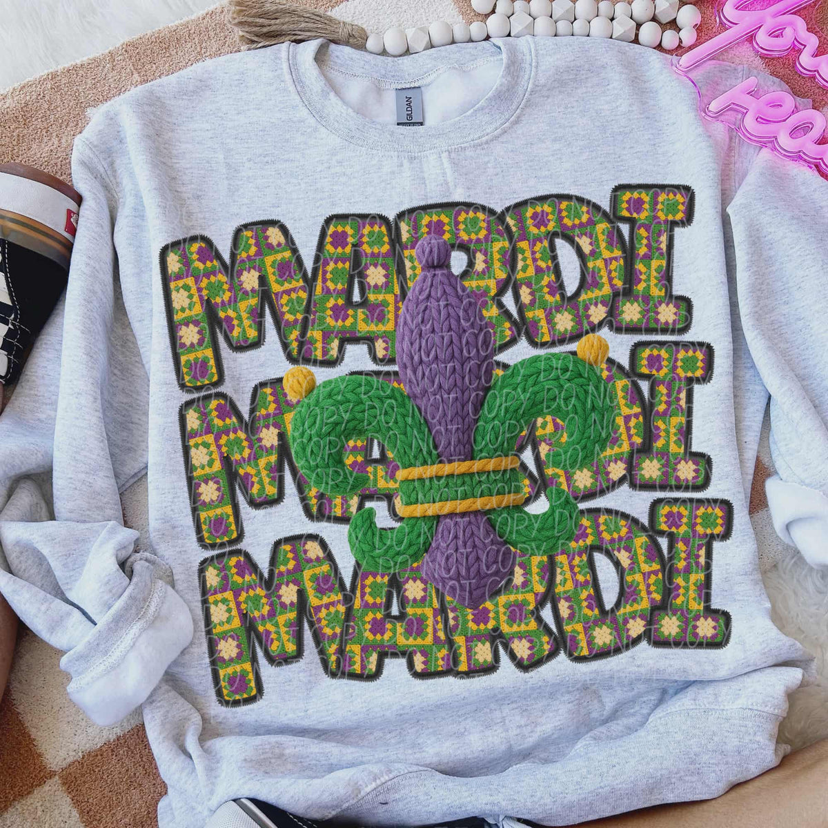 Mardi stacked with fleur (city) DTF Transfer