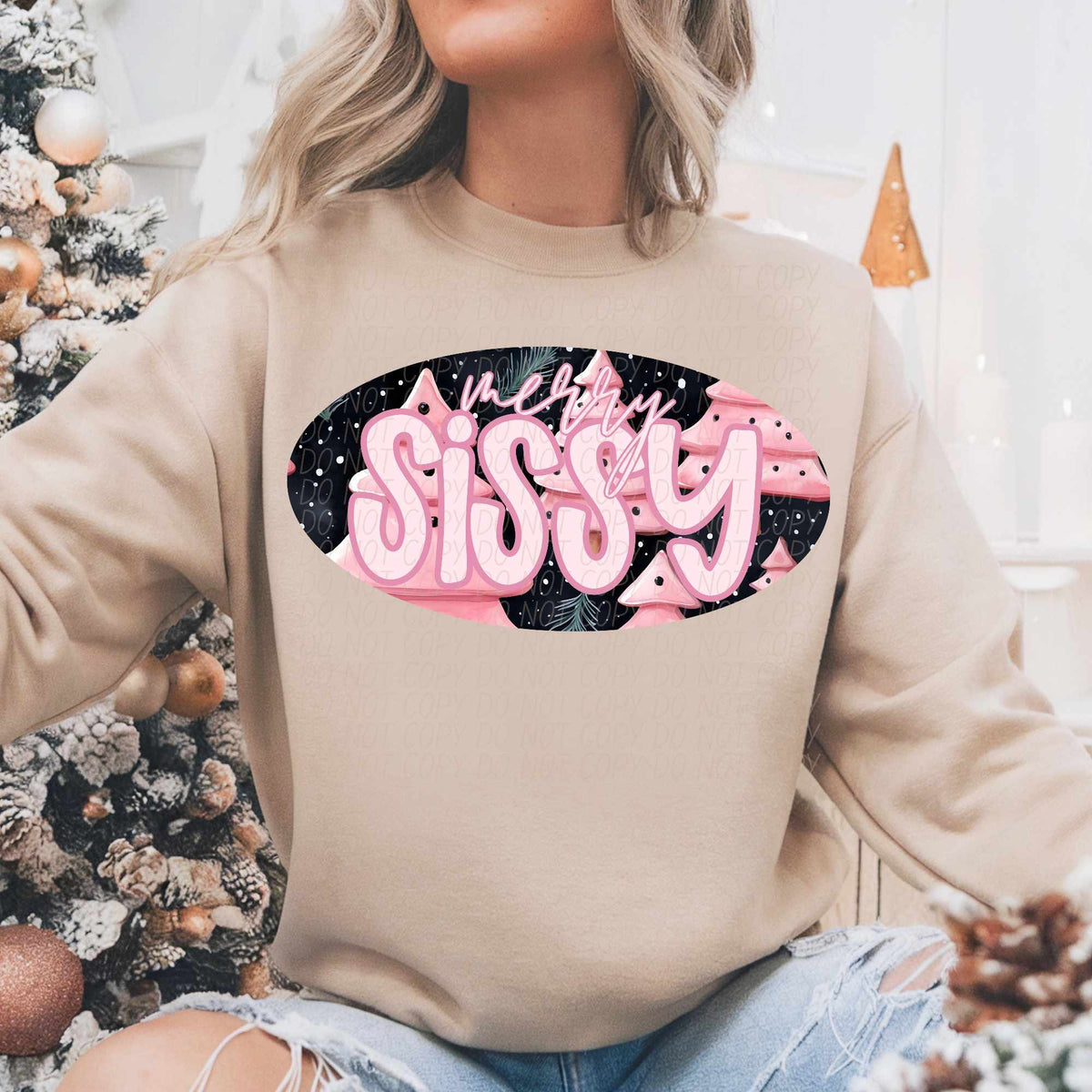 Merry sissy pink trees (CITY) 62323 DTF transfer