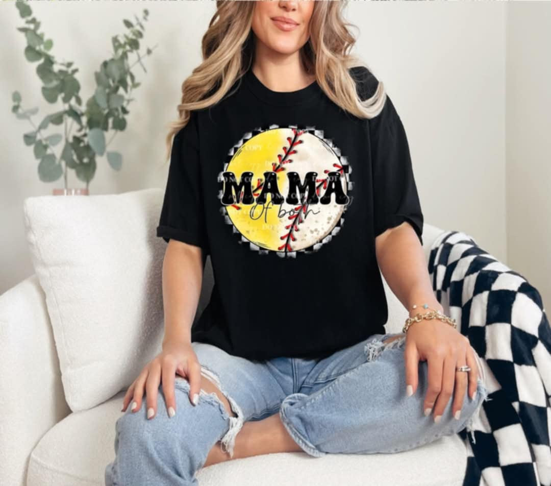 Mama of both checkered outline (40E) 92624 DTF transfer