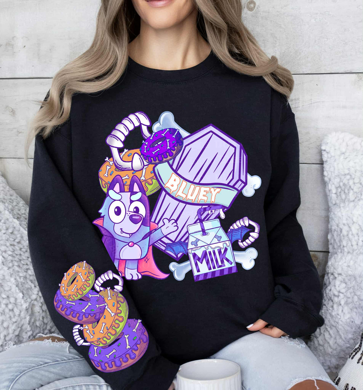 Bluey Halloween collage SLEEVE LUMI DTF transfer