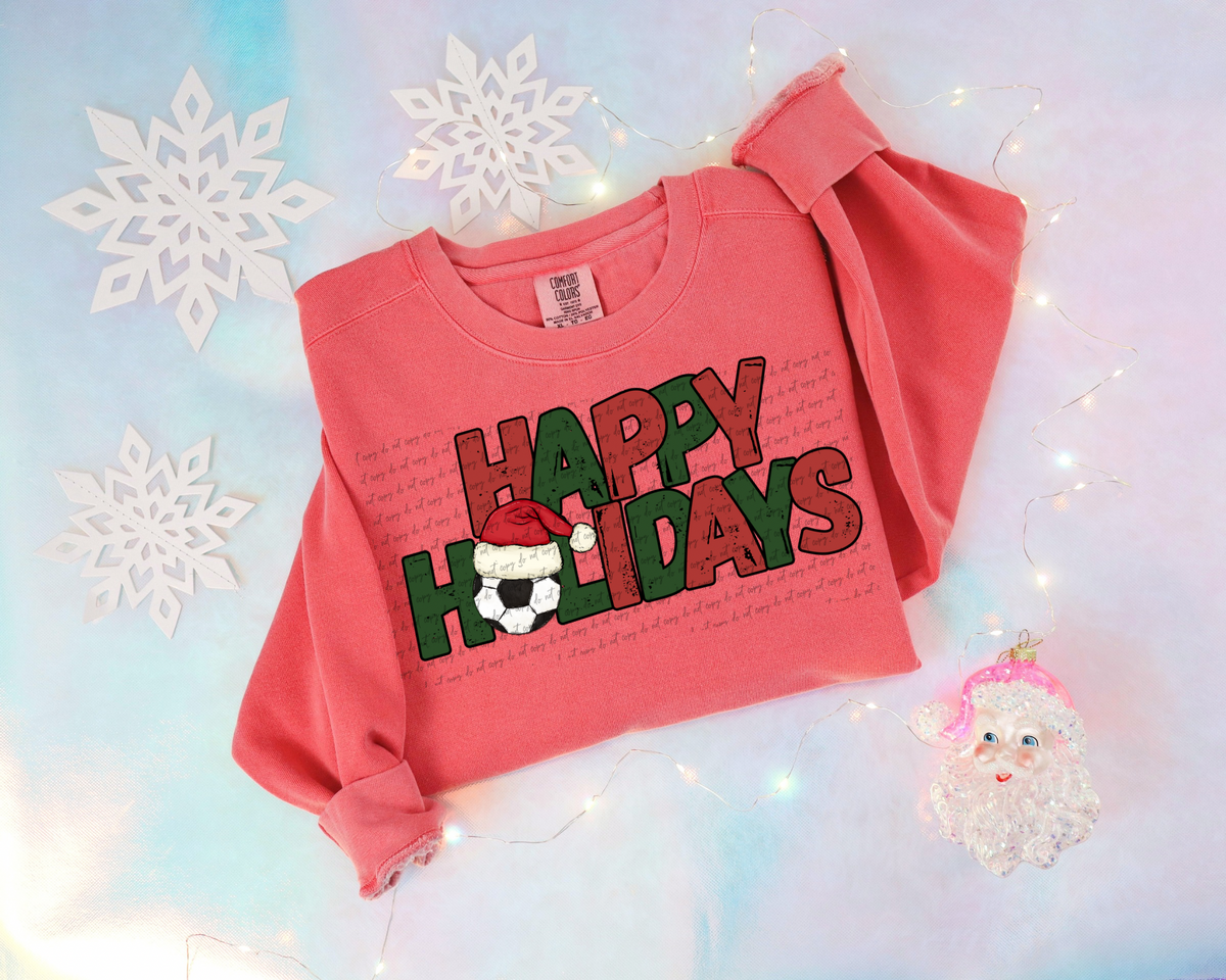 Happy Holidays Soccer Santa hat 30345 DTF TRANSFER
