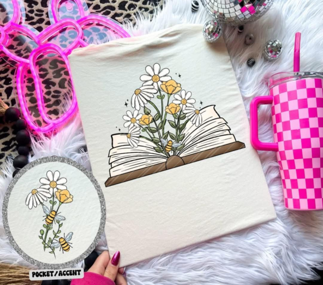 Book with flowers BACK (Linda) 106645 DTF transfer