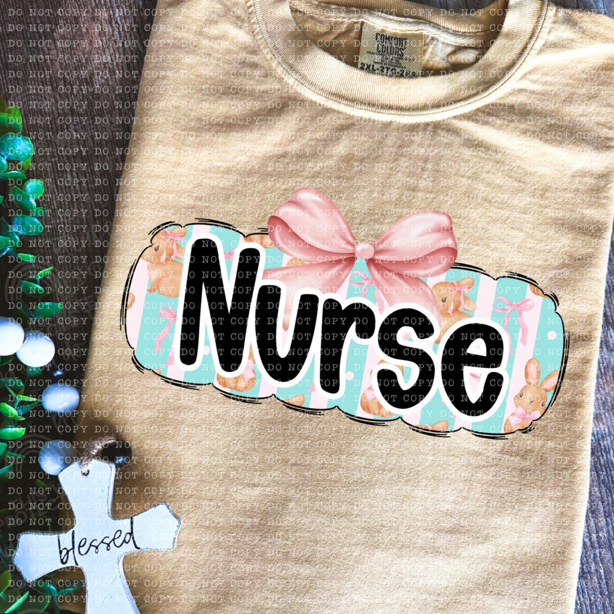 Nurse bunny background (ECHT) 85628 DTF transfer