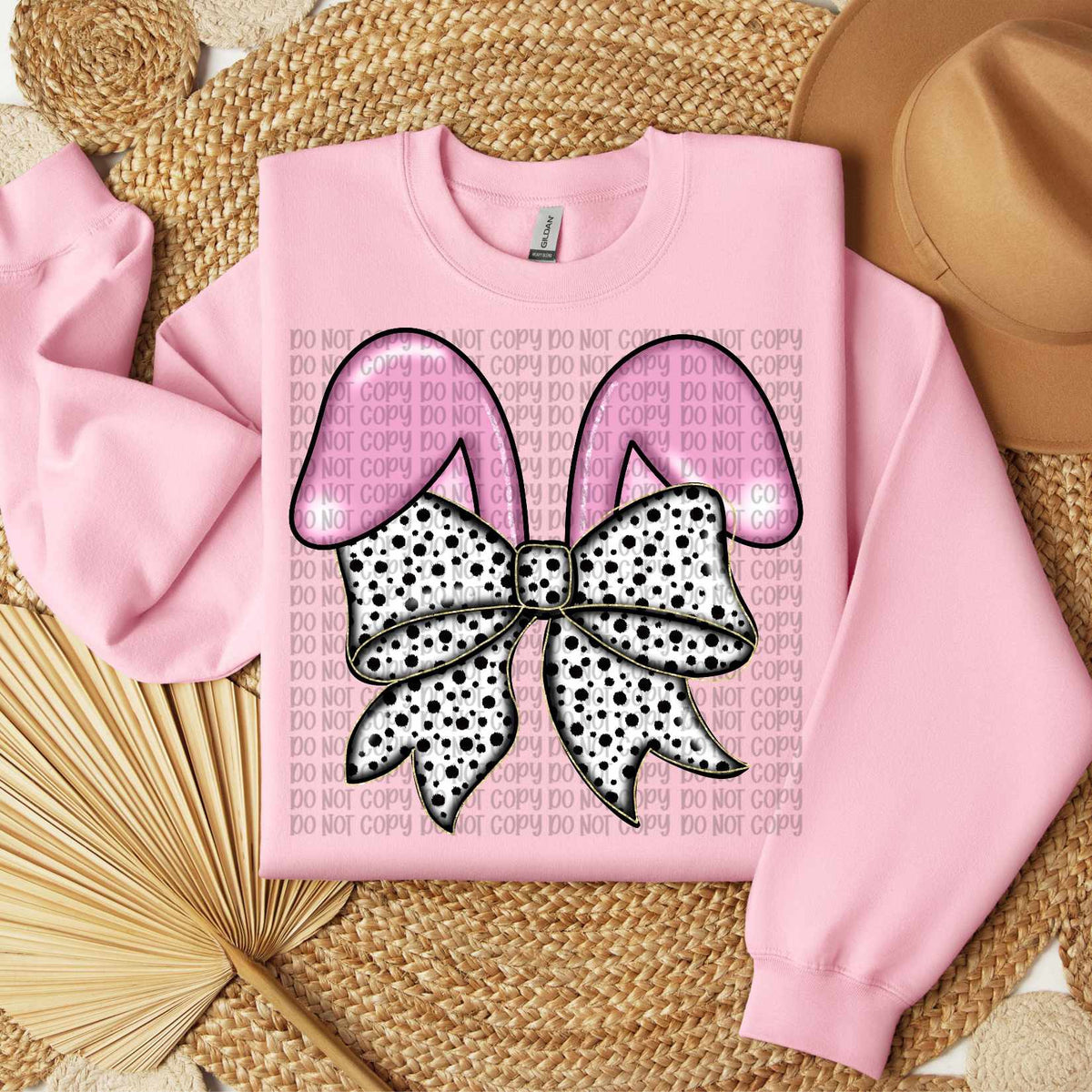 Pink bunny ears dalmation bow (VP) 80732 DTF transfer