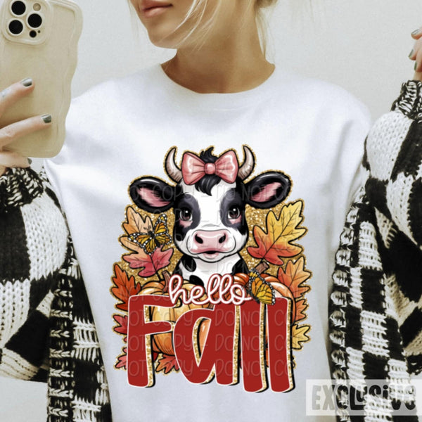 Hello fall cow 106392 DTF transfer