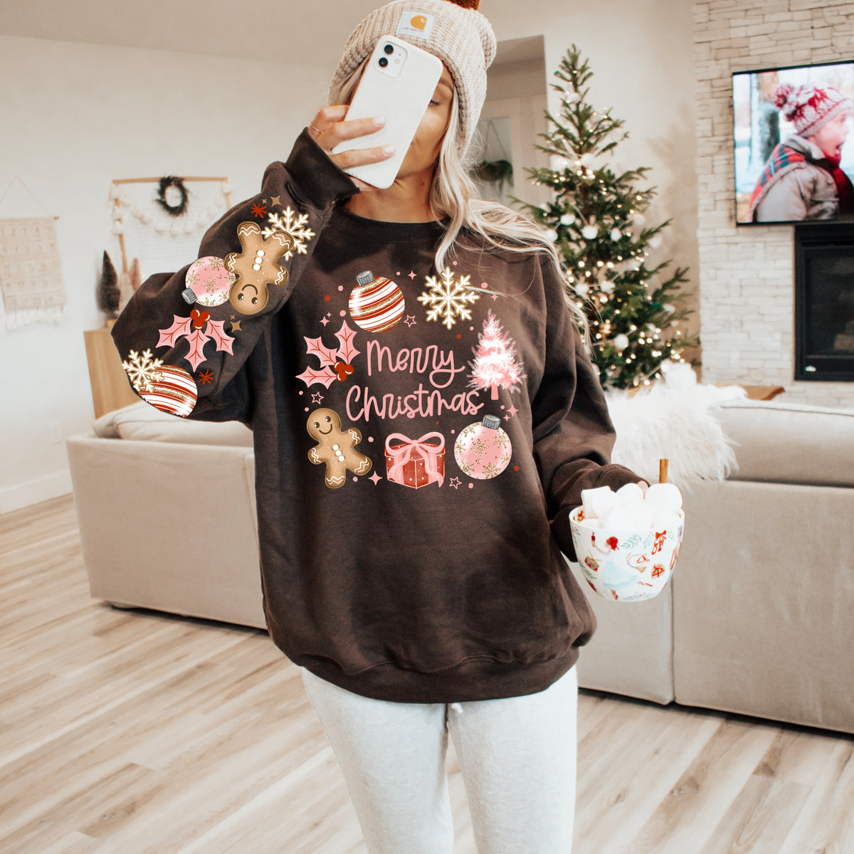 Merry Christmas pink (front only) (csc) DTF Transfer