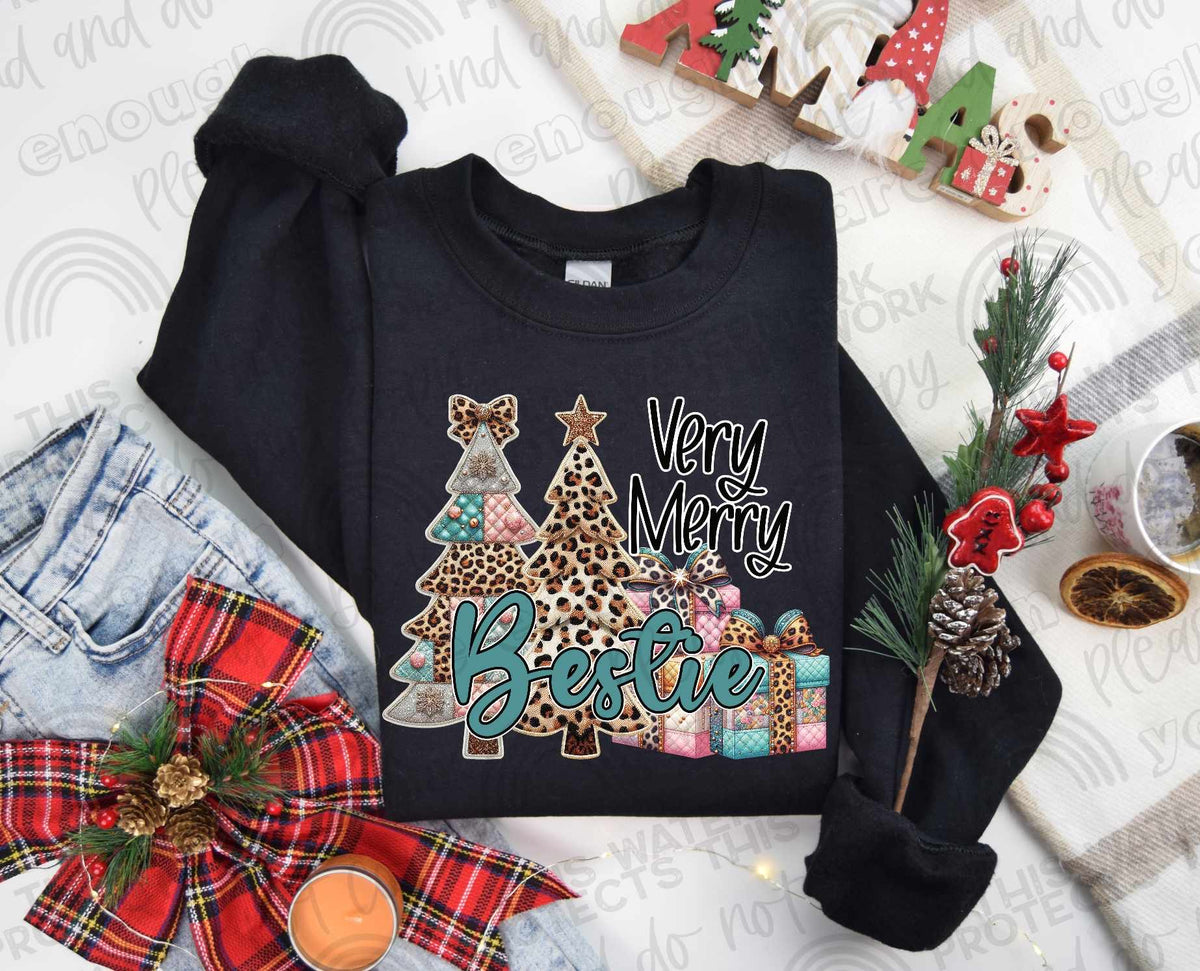 Very merry bestie patterned trees 64884 DTF transfer