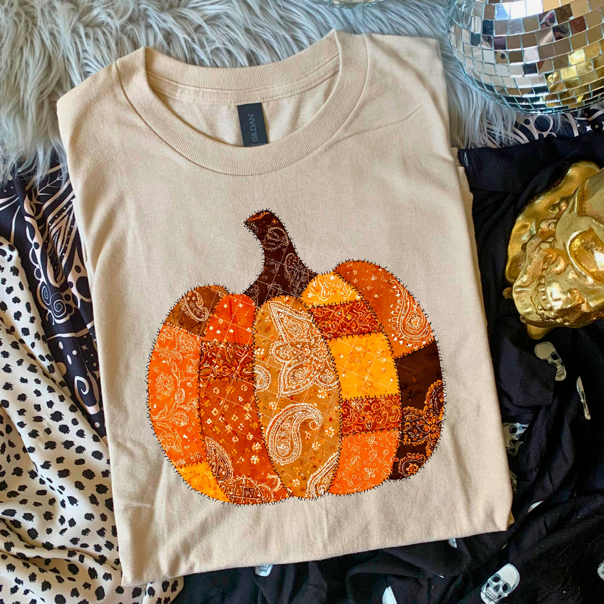 Patchwork Fabric Pumpkin 110812 DTF transfer