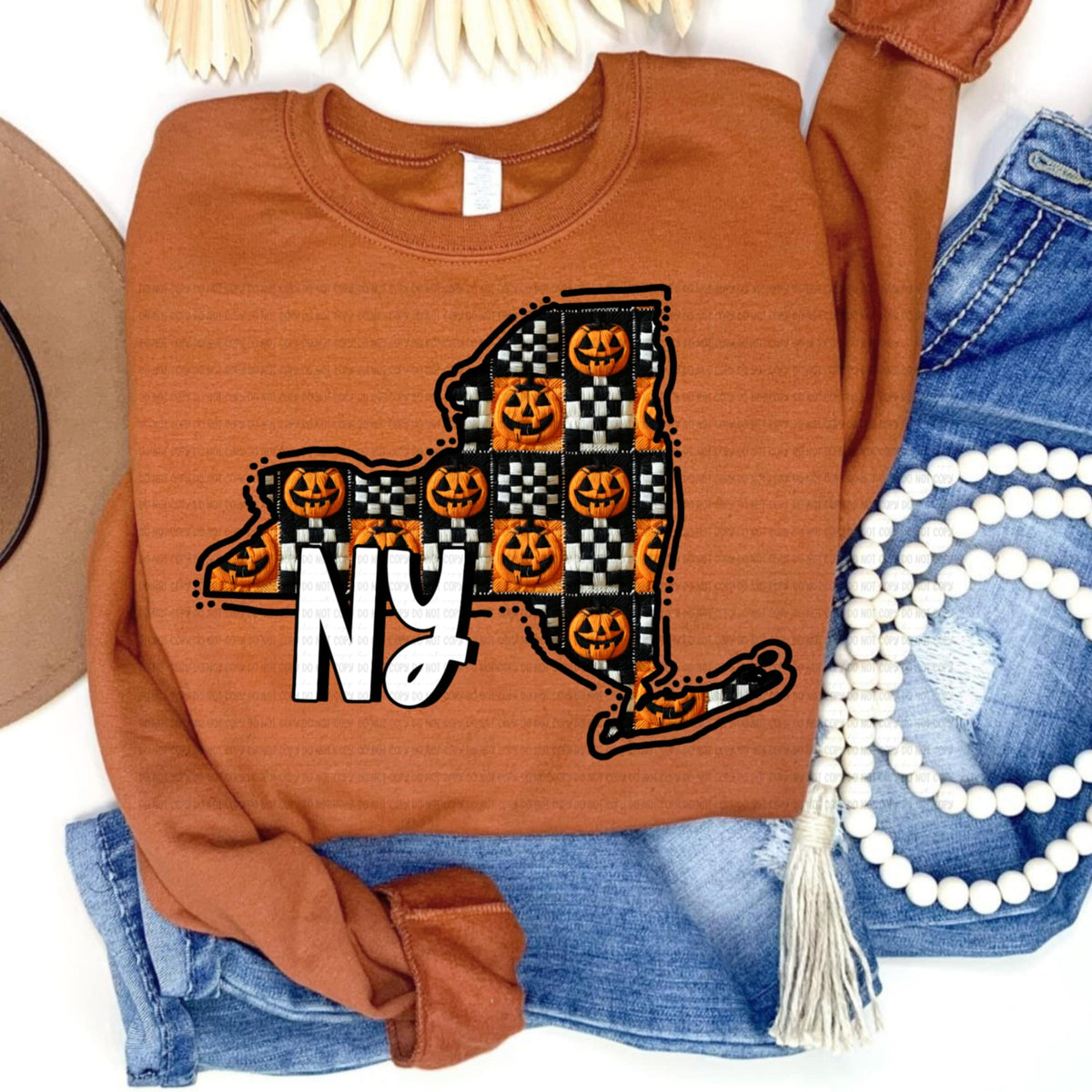 New York pumpkin checker REVEL DTF transfer