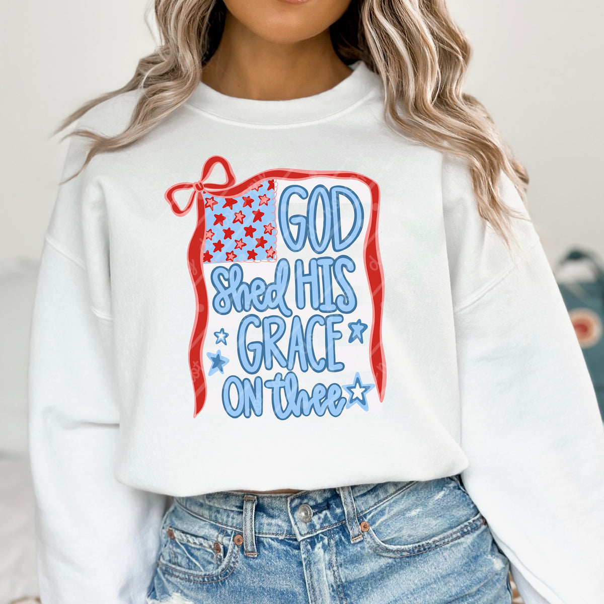 God shed his grace flag DTF transfer