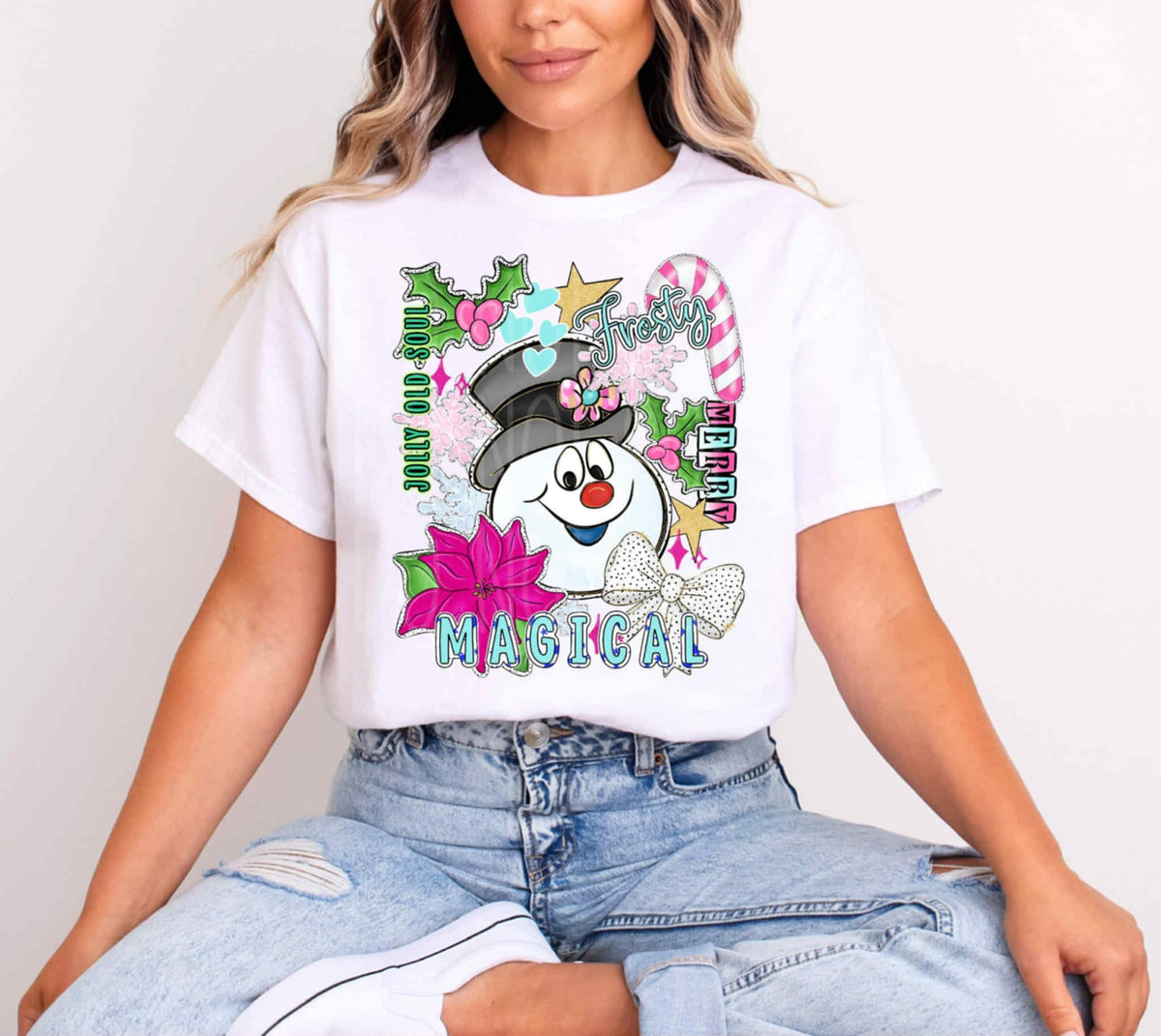 Frost Snowman collage with quotes DTF transfer