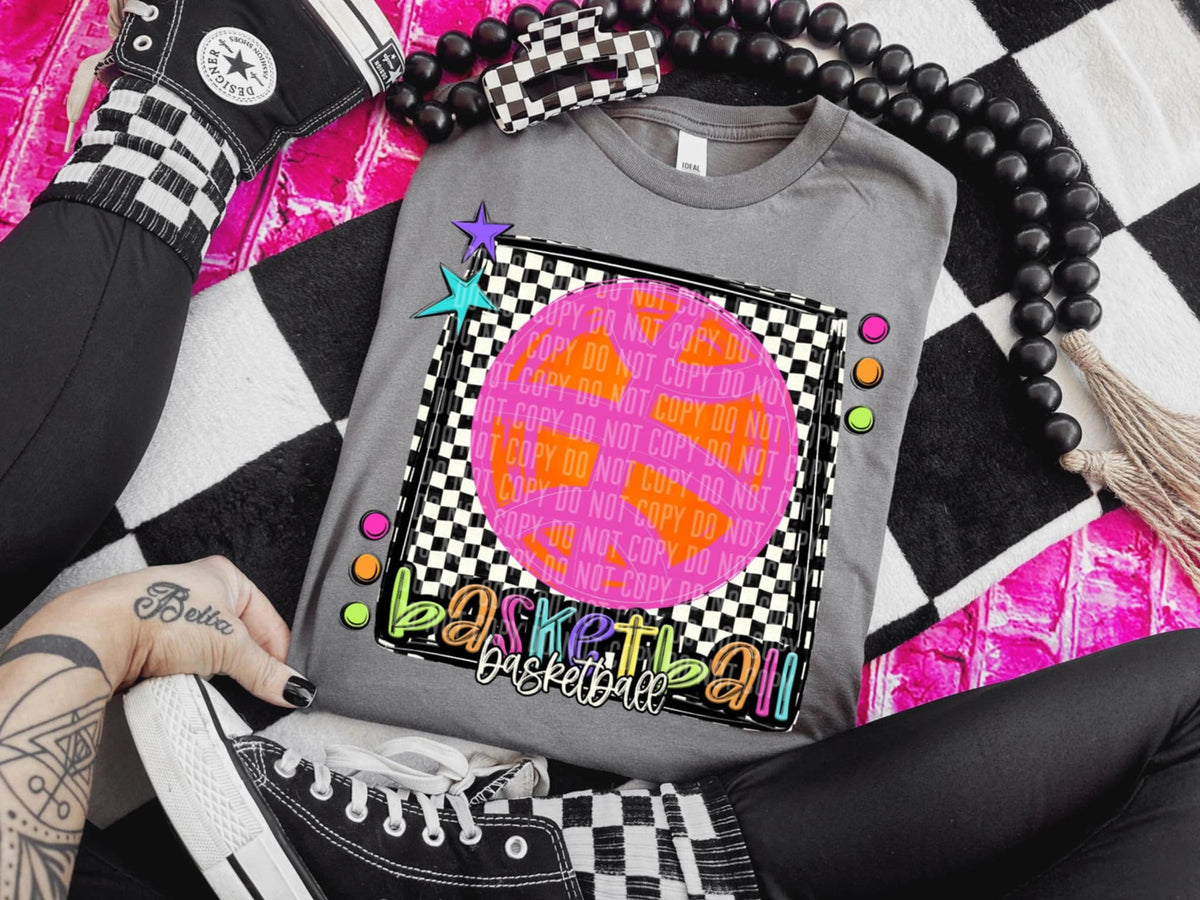 Basketball 3 checkered preppy bright (Caplinger) 91476 DTF transfer