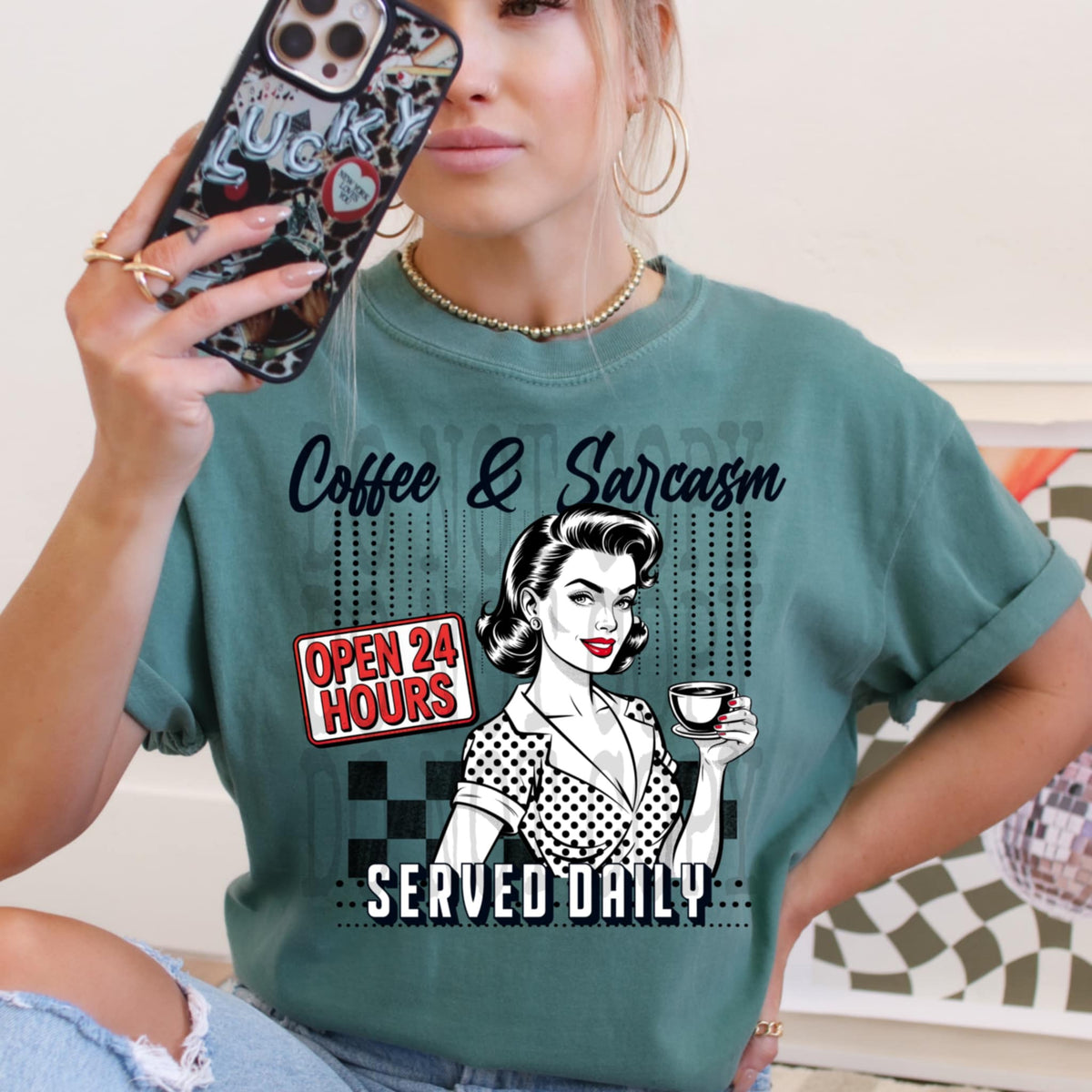 Coffee & sarcasm served daily 106238 DTF transfer