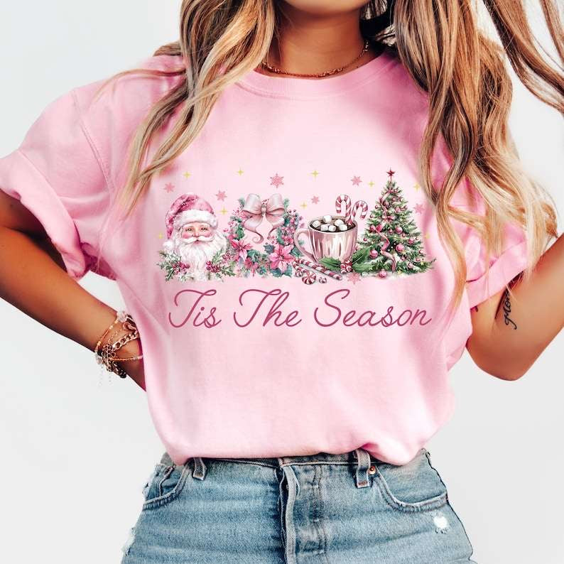 Tis the season pink Christmas items 62259 DTF transfer