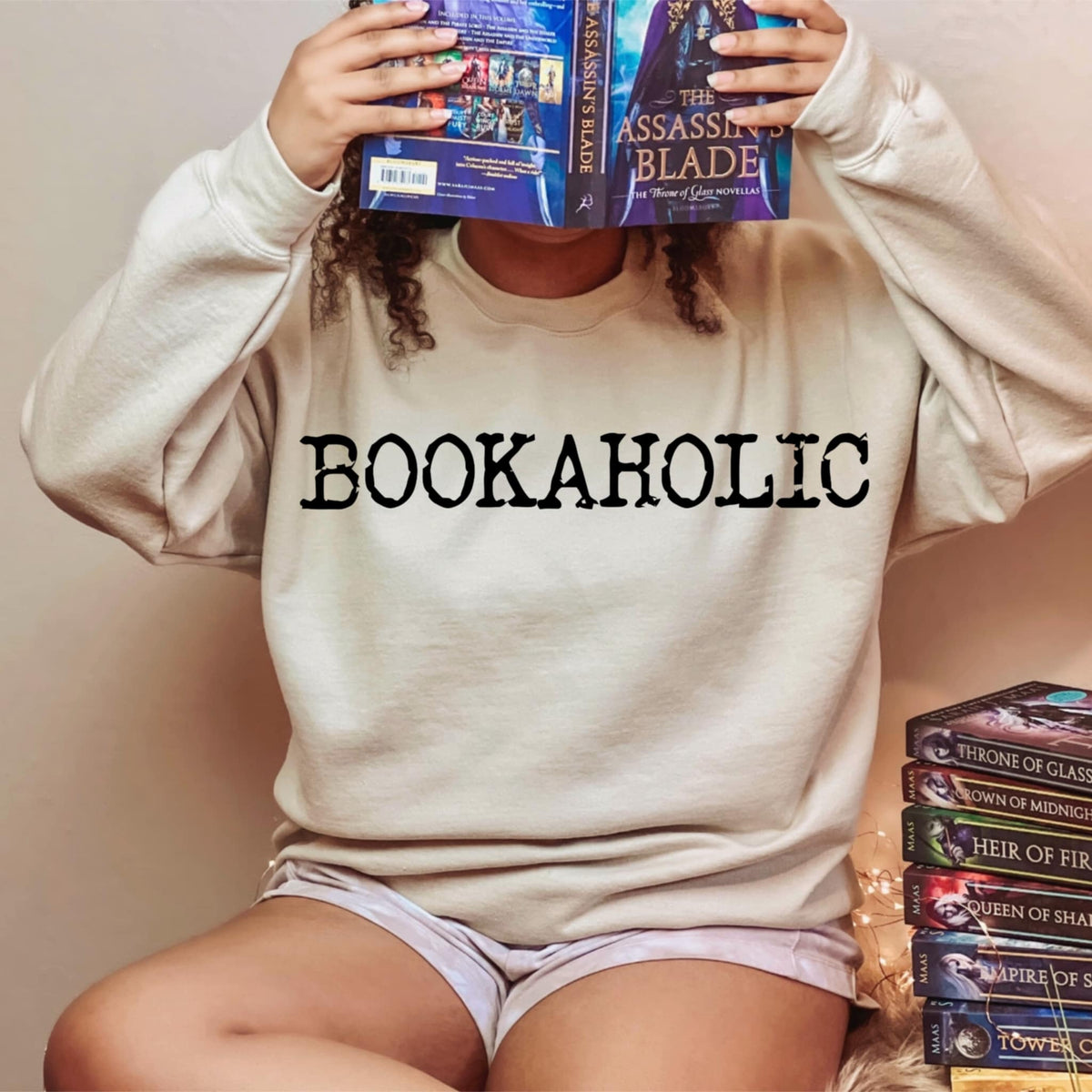 Bookaholic black font (abd) DTF transfer