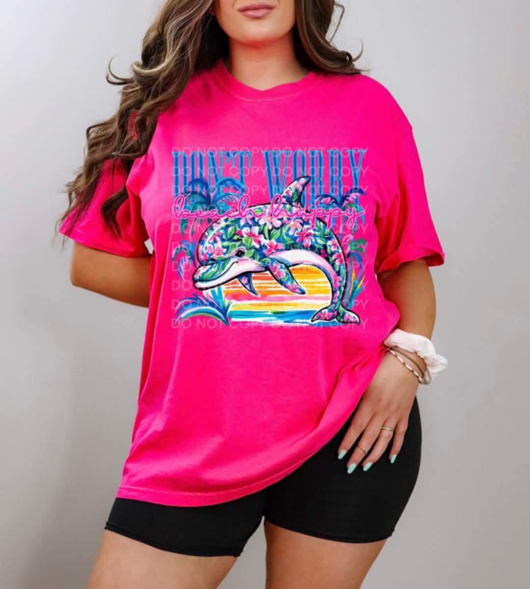 Don’t worry beach happy dolphin (SCG) 97736 DTF transfer