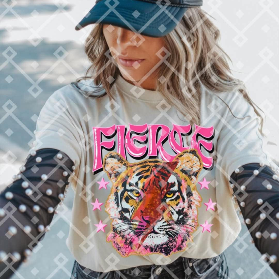 Fierce pink font tiger (Crafti) 96616 DTF transfer