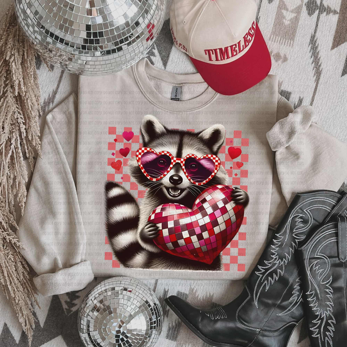 Valentine disco heart Raccoon (revel) DTF Transfer