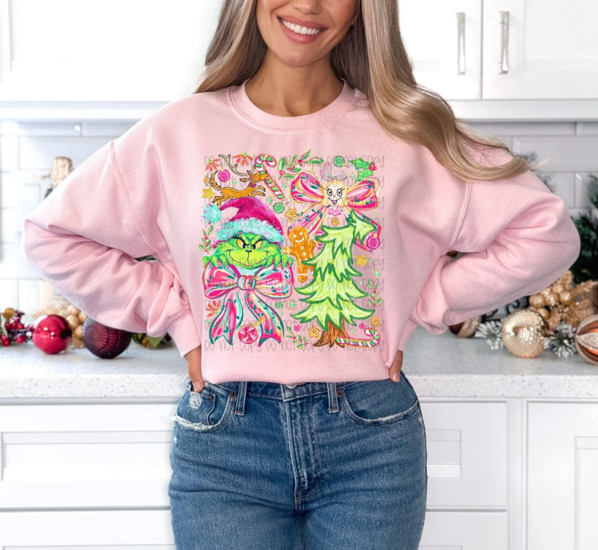 Green guy bow collage SSD DTF transfer