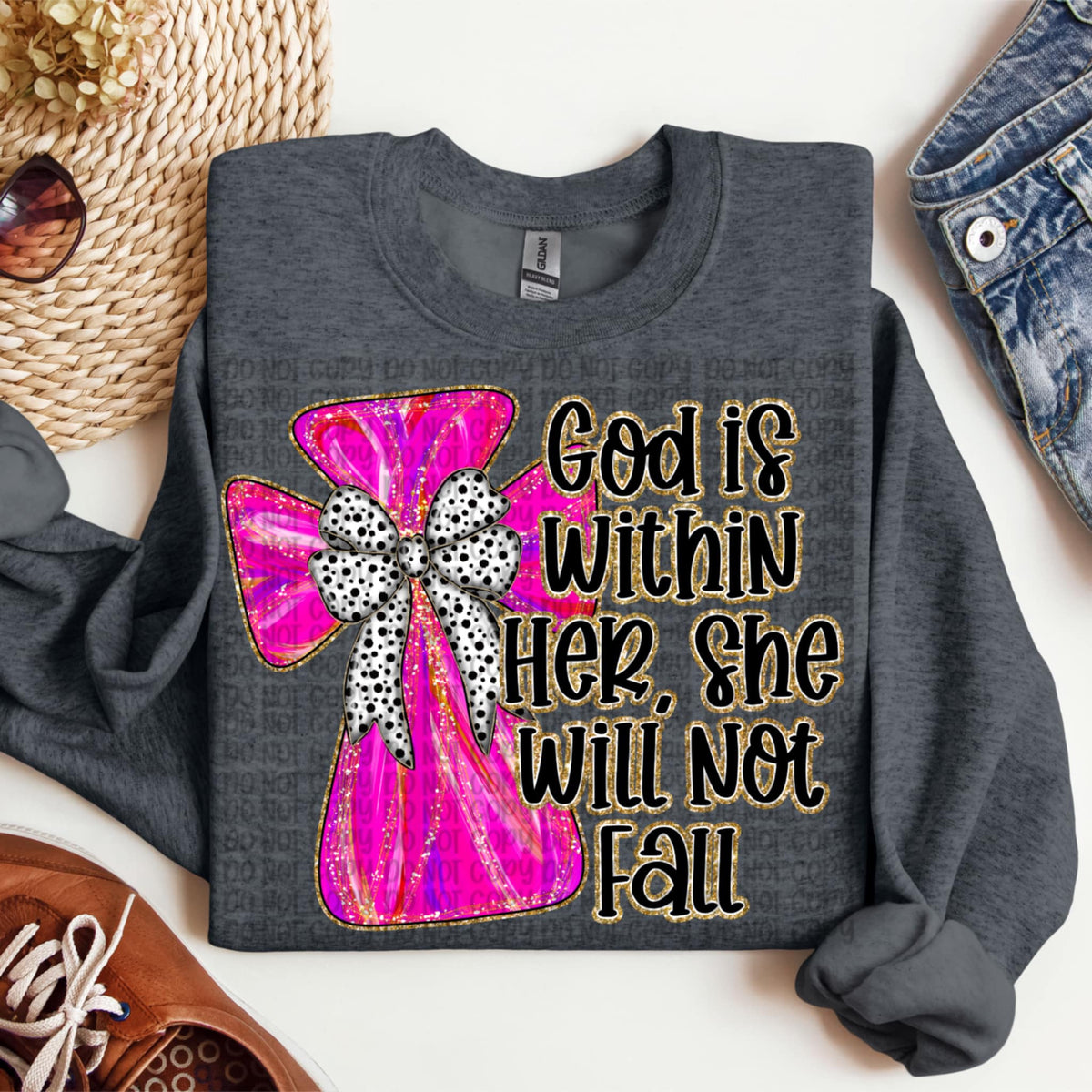God is within her she will not fail (VP) 91918 DTF transfer