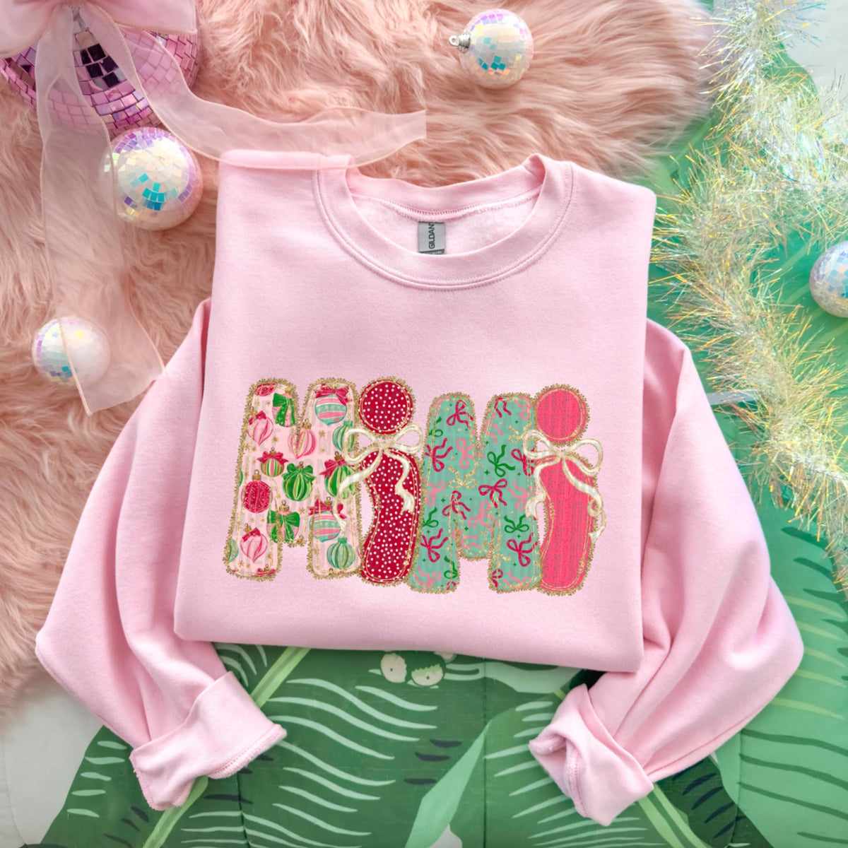 Mimi Christmas font and bows SDD DTF Transfer