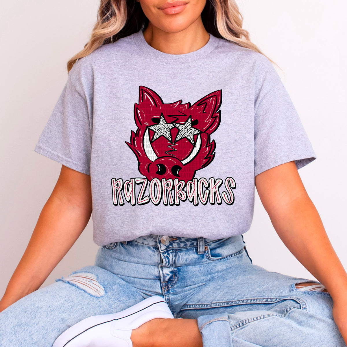 Razorbacks white font 93778 DTF transfer