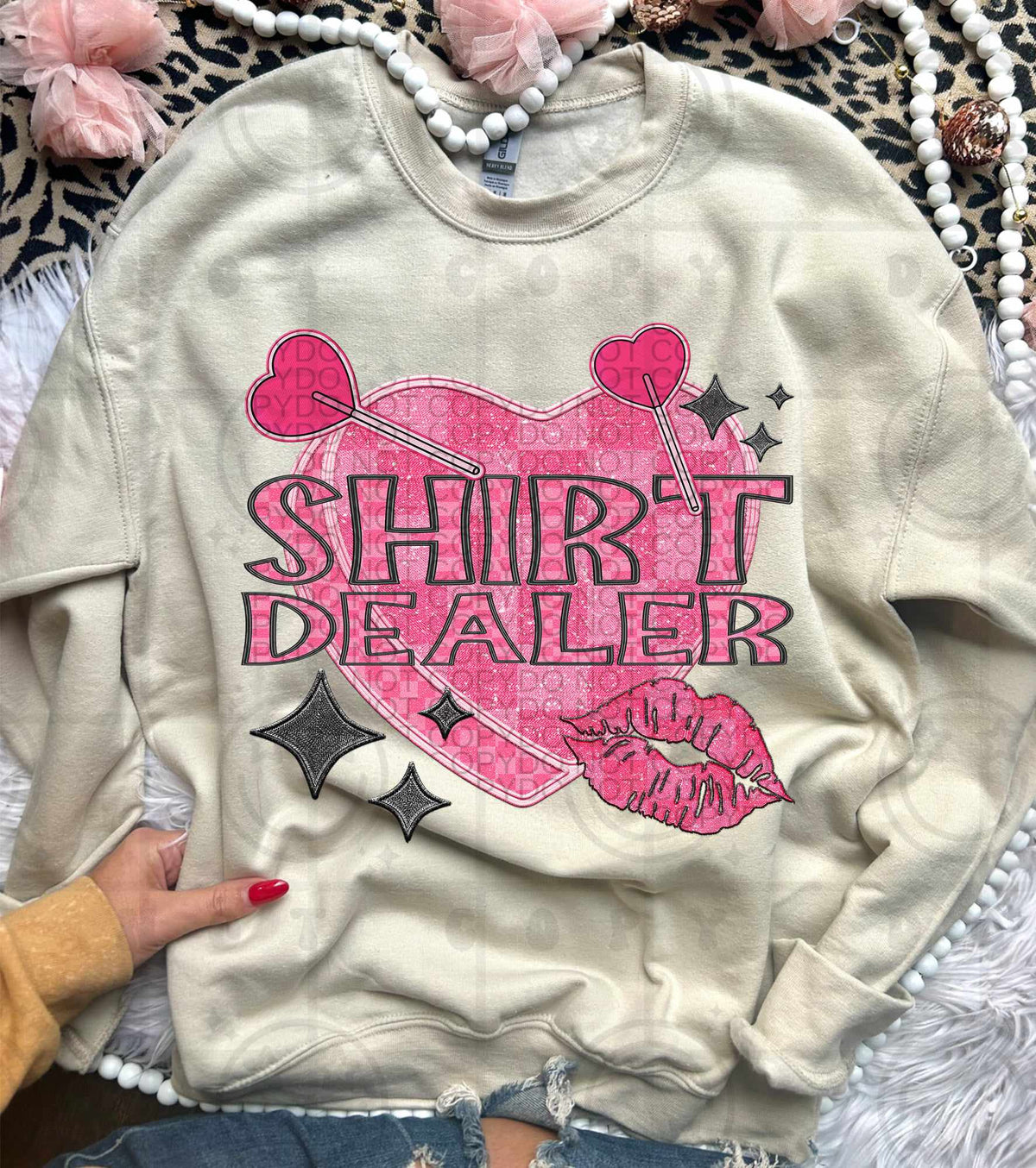Shirt dealer pink heart with suckers (HW) 75634 DTF transfer