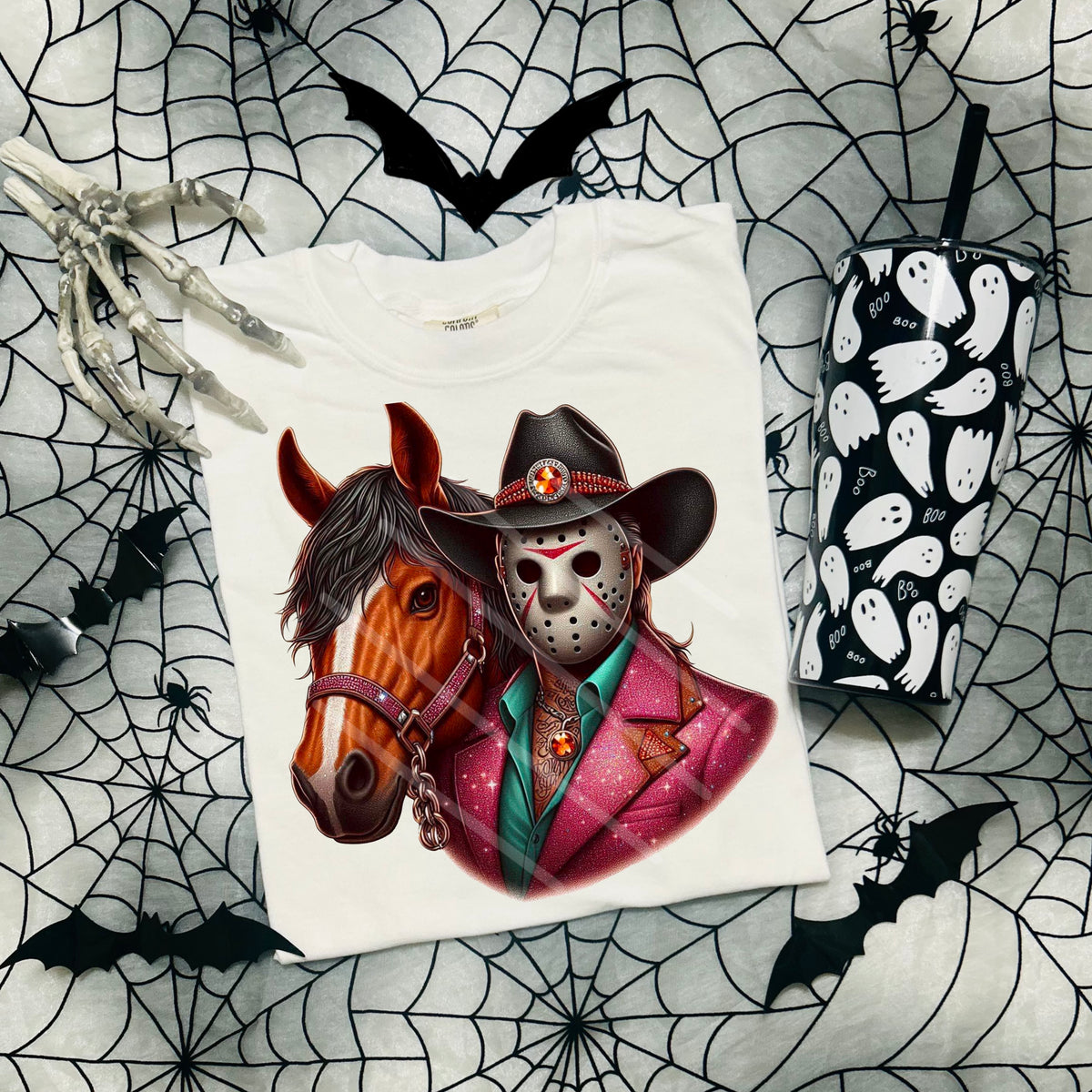 Mask with Horse pink jacket (chaos) 110264 DTF transfer